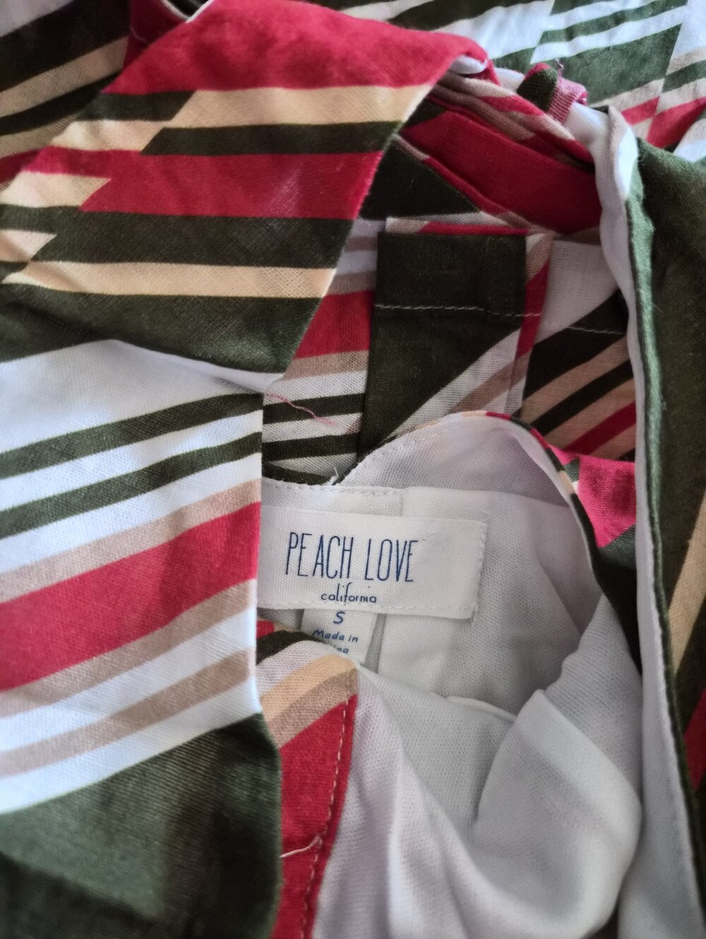 PEACH LOVE CALIFORNIA Striped Halter Palazzo Pants Jumpsuit in Olive & Rust - Picture 8 of 11